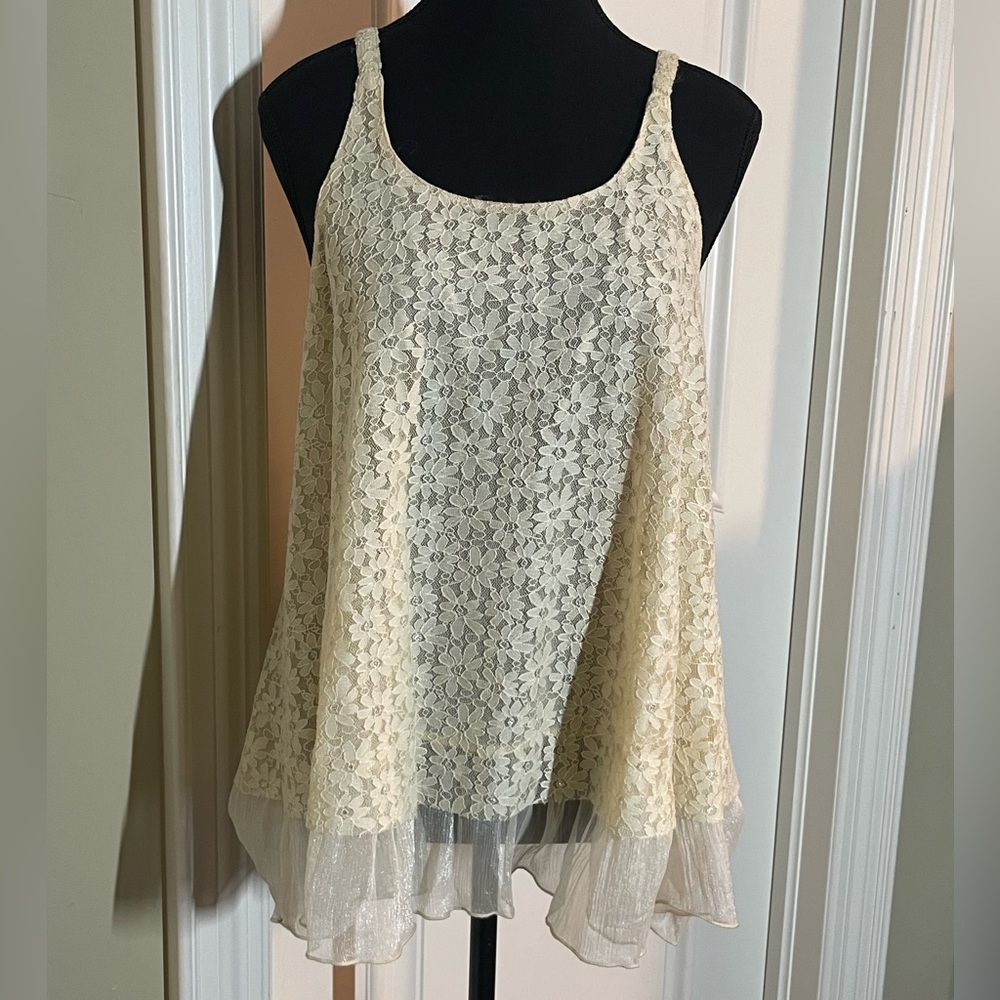 Floral Lace Cream Tank Top